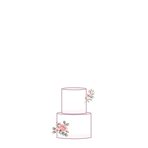 Illustrated 2-tier wedding cake