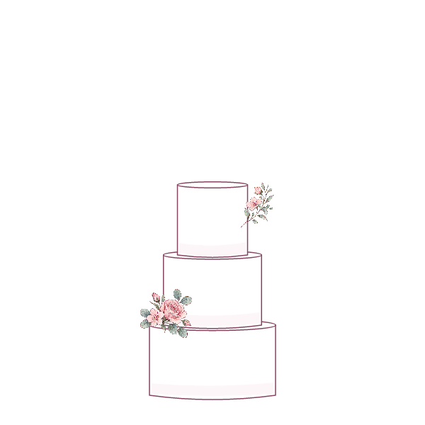Illustrated 3-tier wedding cake
