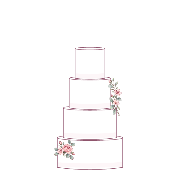Illustrated 4-tier wedding cake