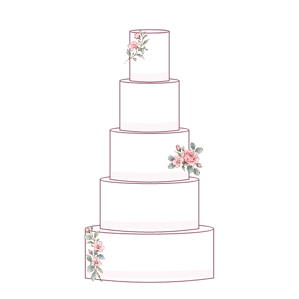 Illustrated 5-tier wedding cake